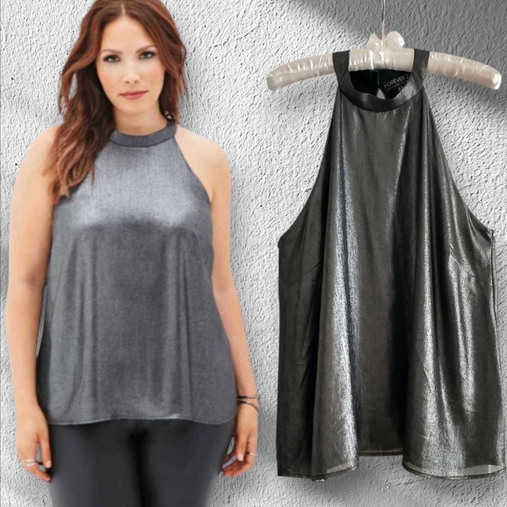 Forever 21 Metallic Silver Tank Top